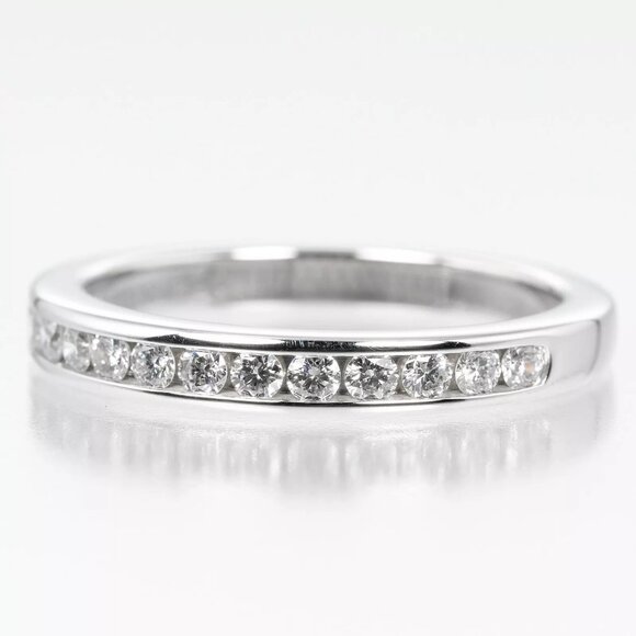 TIFFANY&Co. Setting Half Circle Ring 0.1" model Pt950Platinum/diamond #3.7... - Picture 6 of 10